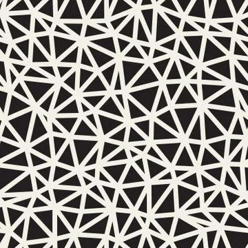 Vector Seamless Black and White Irregular Triangle Grid Pattern イラスト素材