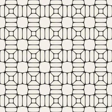 Vector Seamless Black and White Rounded Lace Pattern Illustrazione stock