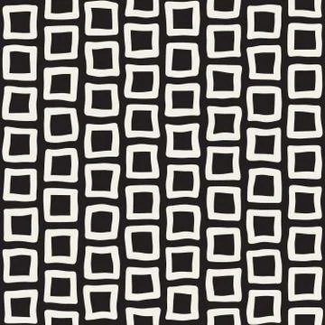 Vector Seamless Black and White Hand Drawn Rectangle Pavement Pattern Illustrazione stock
