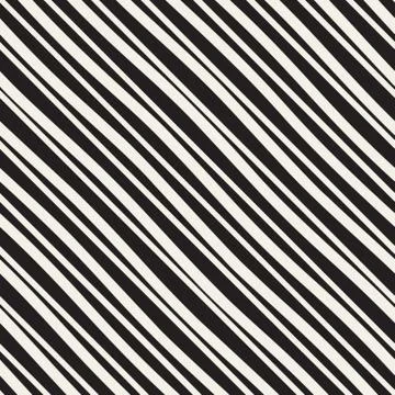 Vector Seamless Black and White Hand Drawn Diagonal Lines Pattern Stock Illustration