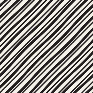 Vector Seamless Black and White Hand Drawn Diagonal Lines Pattern Stock Illustration