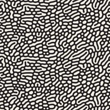 Vector Seamless Black and White Organic Rounded Lines Biological Pattern Stock Illustration