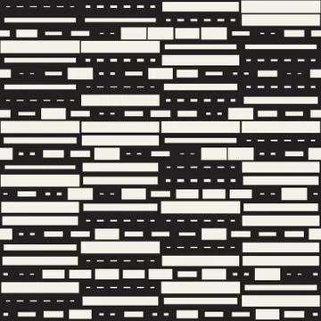 Vector Seamless Black And White Irregular Dash Rectangles Grid Pattern. Trendy Stock Illustration