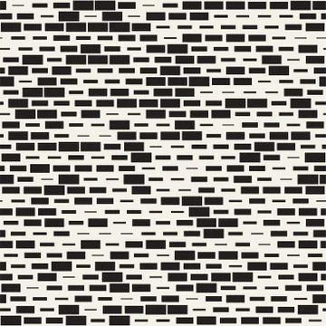 Vector Seamless Black And White Irregular Dash Rectangles Grid Pattern. Abstract 스톡 일러스트