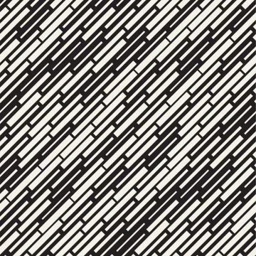 Vector Seamless Black And White Irregular Dash Rectangles Grid Pattern. Abstract Illustrazione stock