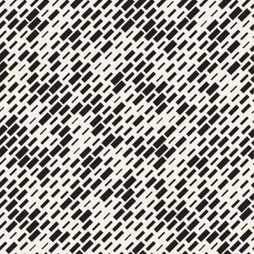Vector Seamless Black And White Irregular Dash Rectangles Grid Pattern. Abstract 스톡 일러스트