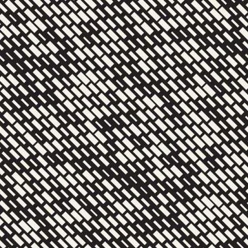 Vector Seamless Black And White Irregular Dash Rectangles Grid Pattern. Abstract 스톡 일러스트