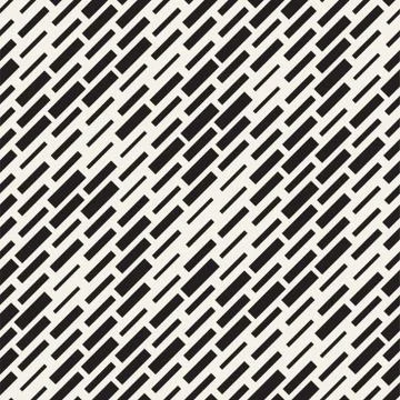 Vector Seamless Black And White Irregular Dash Rectangles Grid Pattern. Trendy 스톡 일러스트