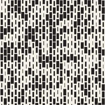 Vector Seamless Black And White Irregular Dash Rectangles Grid Pattern. Trendy 스톡 일러스트