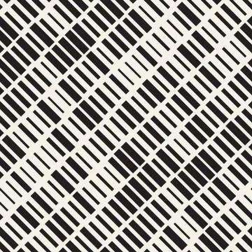 Vector Seamless Black And White Irregular Dash Rectangles Grid Pattern. Trendy 스톡 일러스트
