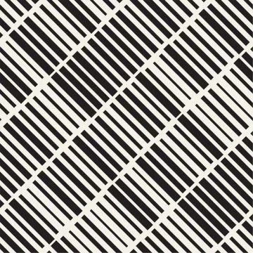 Vector Seamless Black And White Irregular Dash Rectangles Grid Pattern. Trendy Illustrazione stock