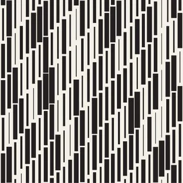 Vector Seamless Black And White Irregular Dash Rectangles Grid Pattern. Abstract 스톡 일러스트