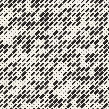 Vector Seamless Black And White Irregular Dash Rectangles Grid Pattern. Trendy 스톡 일러스트
