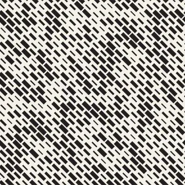 Vector Seamless Black And White Irregular Dash Rectangles Grid Pattern. Trendy Stock Illustration