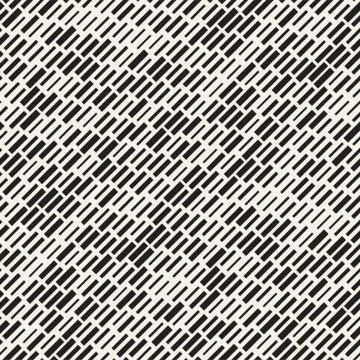 Vector Seamless Black And White Irregular Dash Rectangles Grid Pattern. Trendy Stock Illustration