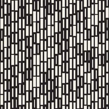 Vector Seamless Black And White Irregular Dash Rectangles Grid Pattern. Trendy 스톡 일러스트
