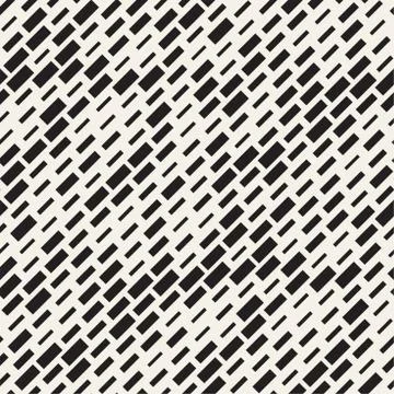 Vector Seamless Black And White Irregular Dash Rectangles Grid Pattern. Abstract 스톡 일러스트