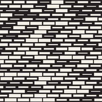 Vector Seamless Black And White Irregular Dash Rectangles Grid Pattern. Abstract Illustrazione stock