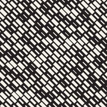 Vector Seamless Black And White Irregular Dash Rectangles Grid Pattern. Trendy Illustrazione stock