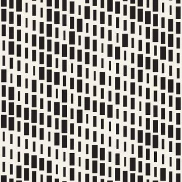 Vector Seamless Black And White Irregular Dash Rectangles Grid Pattern. Abstract 스톡 일러스트