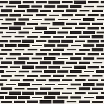 Vector Seamless Black And White Irregular Dash Rectangles Grid Pattern. Trendy 스톡 일러스트