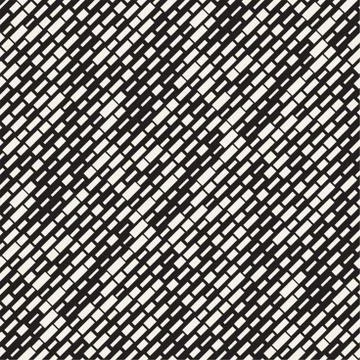 Vector Seamless Black And White Irregular Dash Rectangles Grid Pattern. Trendy Stock Illustration