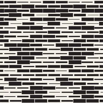 Vector Seamless Black And White Irregular Dash Rectangles Grid Pattern. Trendy Stock Illustration