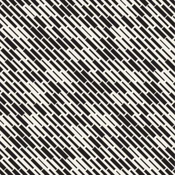 Vector Seamless Black And White Irregular Dash Rectangles Grid Pattern. Abstract Illustrazione stock