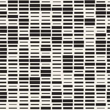 Vector Seamless Black And White Irregular Dash Rectangles Grid Pattern. Abstract Stock Illustration