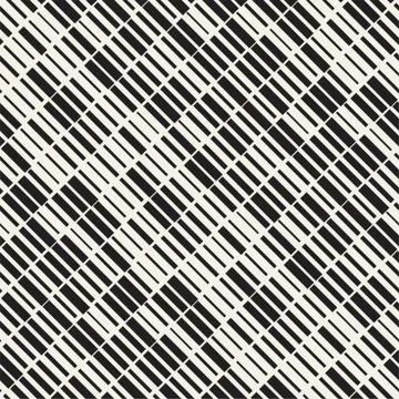 Vector Seamless Black And White Irregular Dash Rectangles Grid Pattern. Trendy 스톡 일러스트