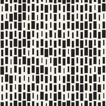 Vector Seamless Black And White Irregular Dash Rectangles Grid Pattern. Abstract Illustrazione stock