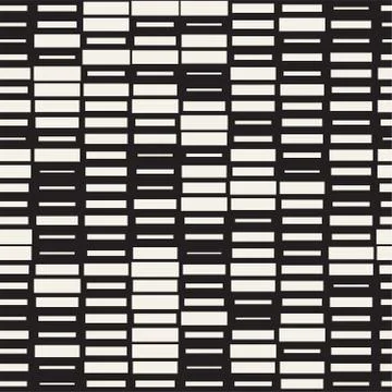 Vector Seamless Black And White Irregular Dash Rectangles Grid Pattern. Trendy 스톡 일러스트