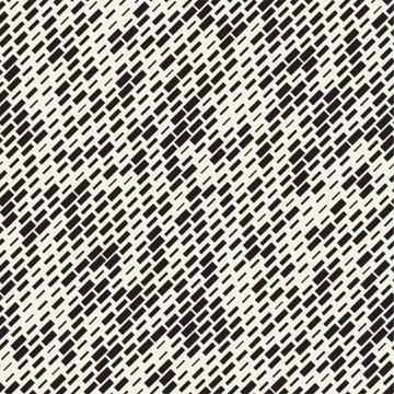 Vector Seamless Black And White Irregular Dash Rectangles Grid Pattern. Trendy イラスト素材