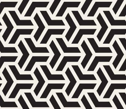 Vector Seamless Black And White Geometric Grid Pattern 스톡 일러스트