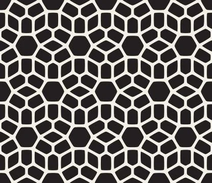 Vector Seamless Black and White Rounded Lace Pattern Stock Illustration