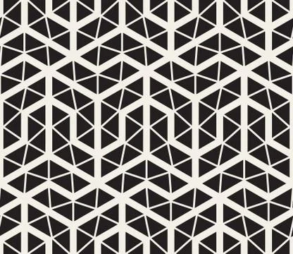 Vector Seamless Black And White Geometric Grid Pattern Stock Illustration