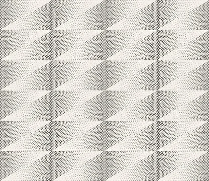 Vector Seamless Black and White Stippling Halftone Gradient Rhombus Pattern Stock Illustration