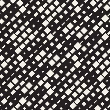 Vector Seamless Black And White Irregular Dash Rectangles Grid Pattern. Trendy Illustrazione stock
