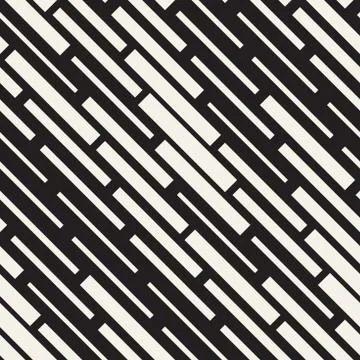 Vector Seamless Black And White Irregular Dash Rectangles Grid Pattern. Abs.. イラスト素材