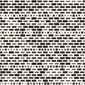 Vector Seamless Black And White Irregular Dash Rectangles Grid Pattern. Abs.. Illustrazione stock