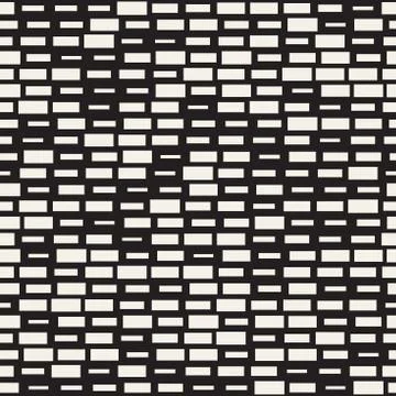 Vector Seamless Black And White Irregular Dash Rectangles. Abstract Geometr.. Illustrazione stock