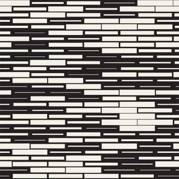 Vector Seamless Black And White Irregular Dash Rectangles. Abstract Geometr.. Stock Illustration