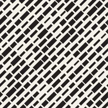 Vector Seamless Black And White Irregular Dash Rectangles Grid Pattern. Abs.. 스톡 일러스트