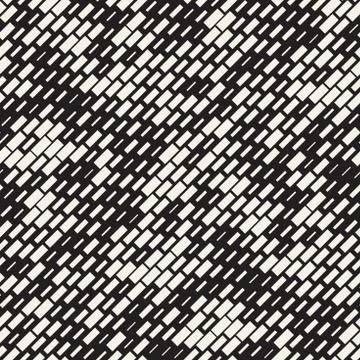 Vector Seamless Black And White Irregular Dash Rectangles Grid Pattern. Abs.. Illustrazione stock