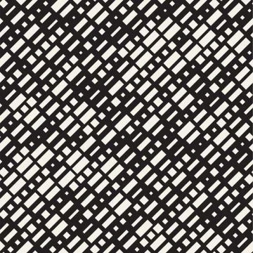 Vector Seamless Black And White Irregular Dash Rectangles. Abstract Geometr.. Illustrazione stock