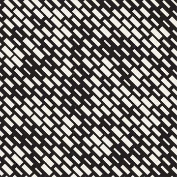 Vector Seamless Black And White Irregular Dash Rectangles. Abstract Geometr.. Illustrazione stock