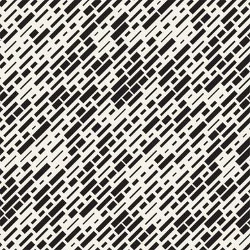 Vector Seamless Black And White Irregular Dash Rectangles. Abstract Geometr.. Stock Illustration