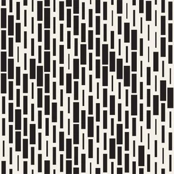 Vector Seamless Black And White Irregular Dash Rectangles. Abstract Geometr.. Illustrazione stock