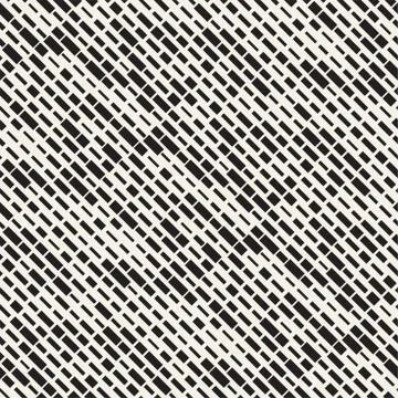 Vector Seamless Black And White Irregular Dash Rectangles Grid Pattern. Abs.. Illustrazione stock