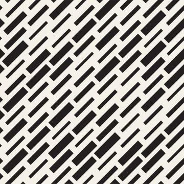 Vector Seamless Black And White Irregular Dash Rectangles Grid Pattern. Abs.. Stock Illustration